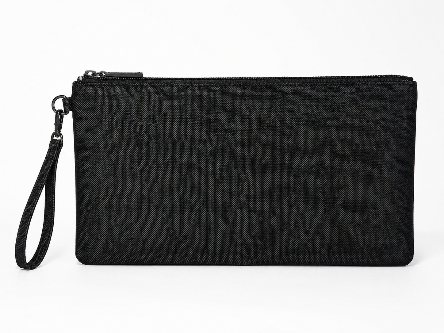 Black Textured Wristlet Pouch
