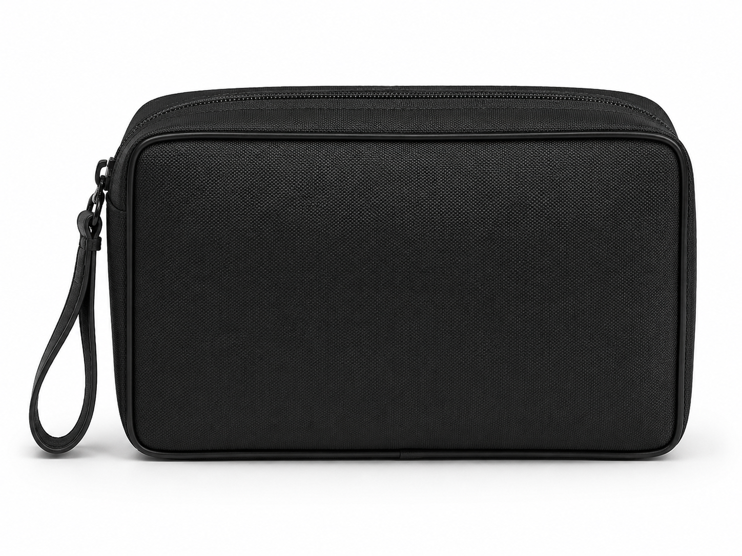 Sleek Black Textured Zip Pouch