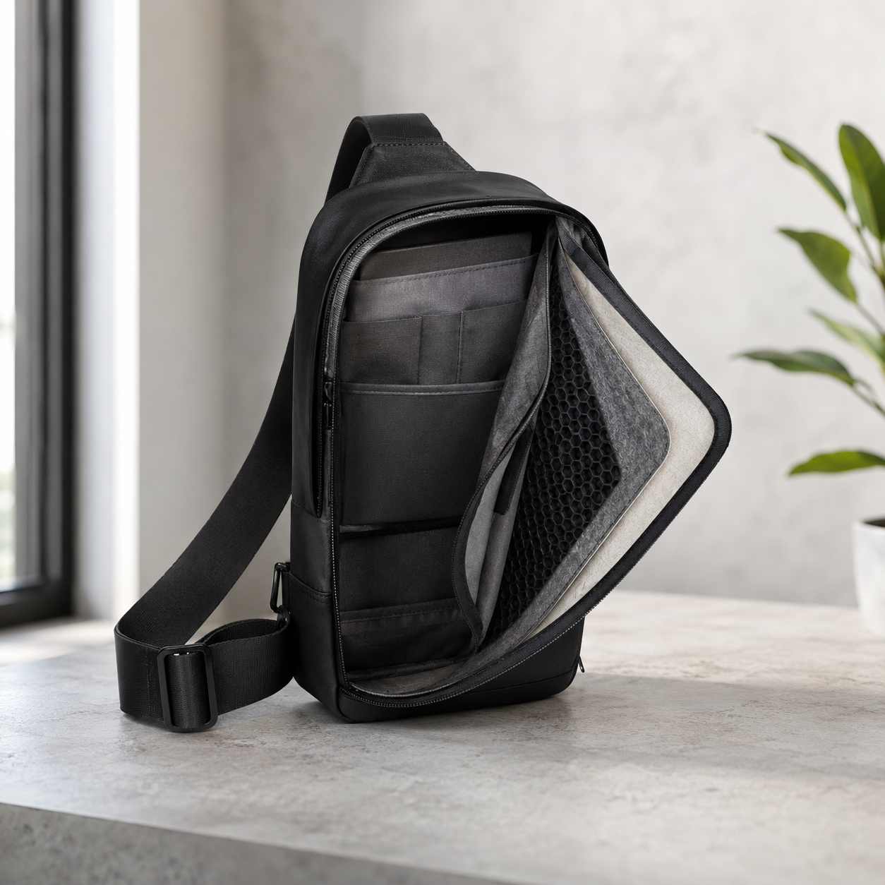 Sling Bags with Built-in Deodorizing Packets