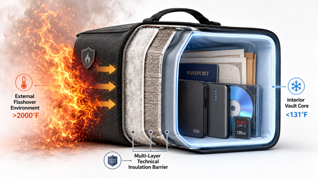What temperature for a fireproof bag?