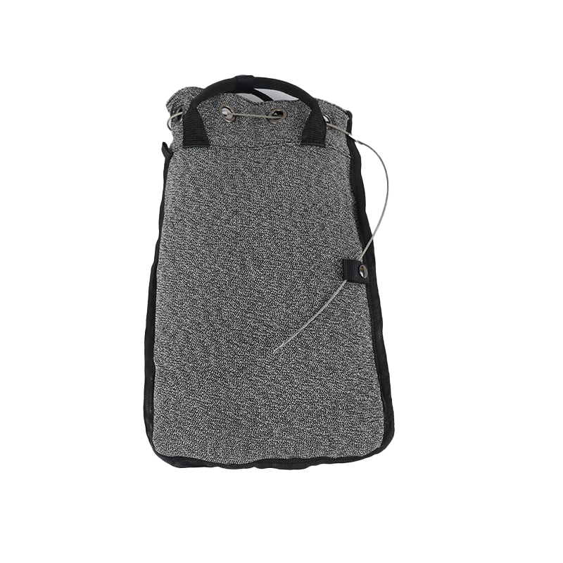 small cut-proof drawstring pouch with handle and security wire